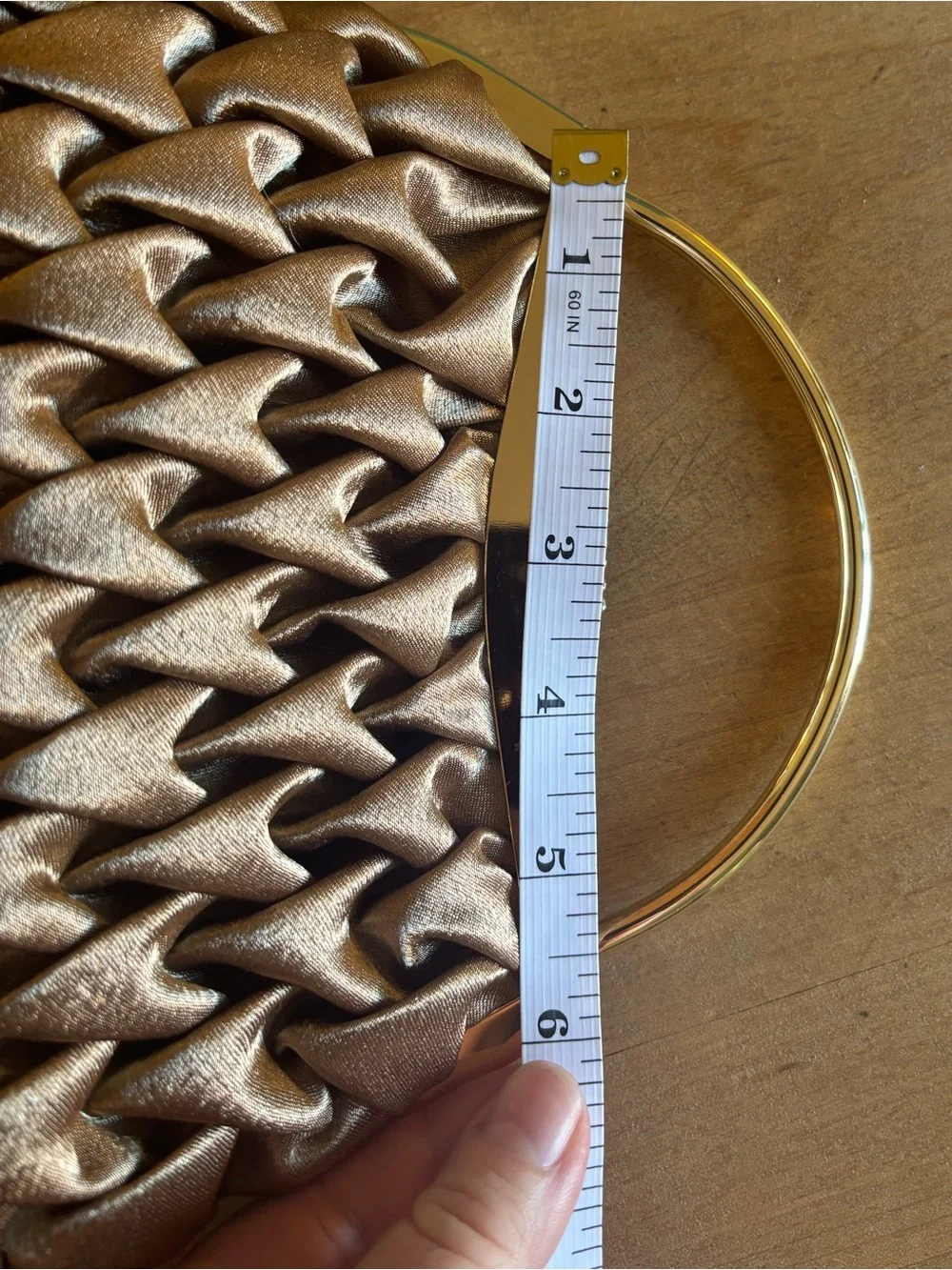 NWT Gold Pleated Satin Evening Clutch with Rhinestone Clasp Chain Strap Event
